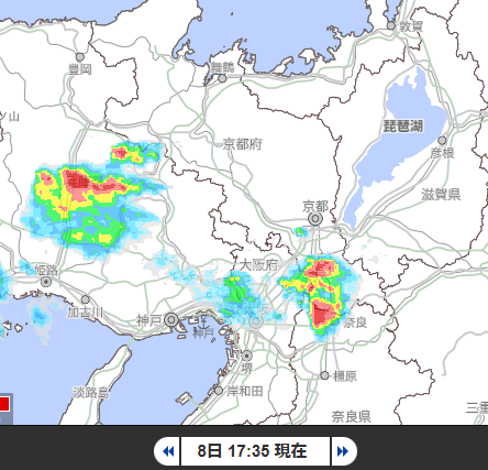 琵琶湖周辺の8/8の天気予報午後