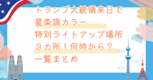 トランプ大統領来日で星条旗カラー特別ライトアップ場所3カ所!何時から?一覧まとめ