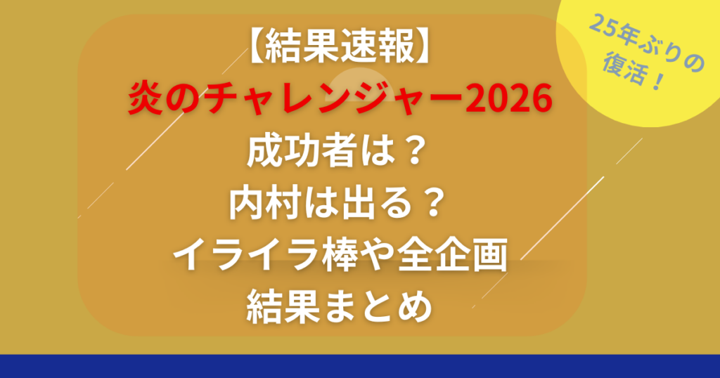 25年ぶりの復活！炎のチャレンジャー