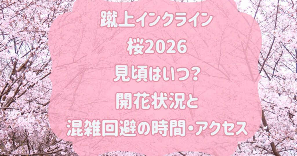 蹴上インクライン桜2026見頃はいつ？開花状況と混雑回避の時間・アクセス