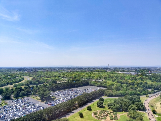 ひたち海浜公園　観覧者から見た西側駐車場