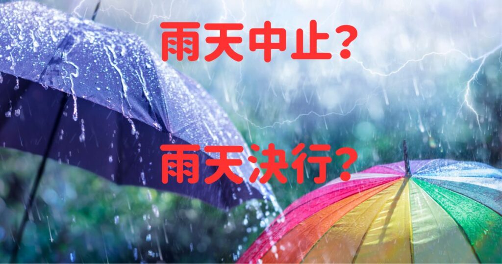 雨の中傘をさしている様子
