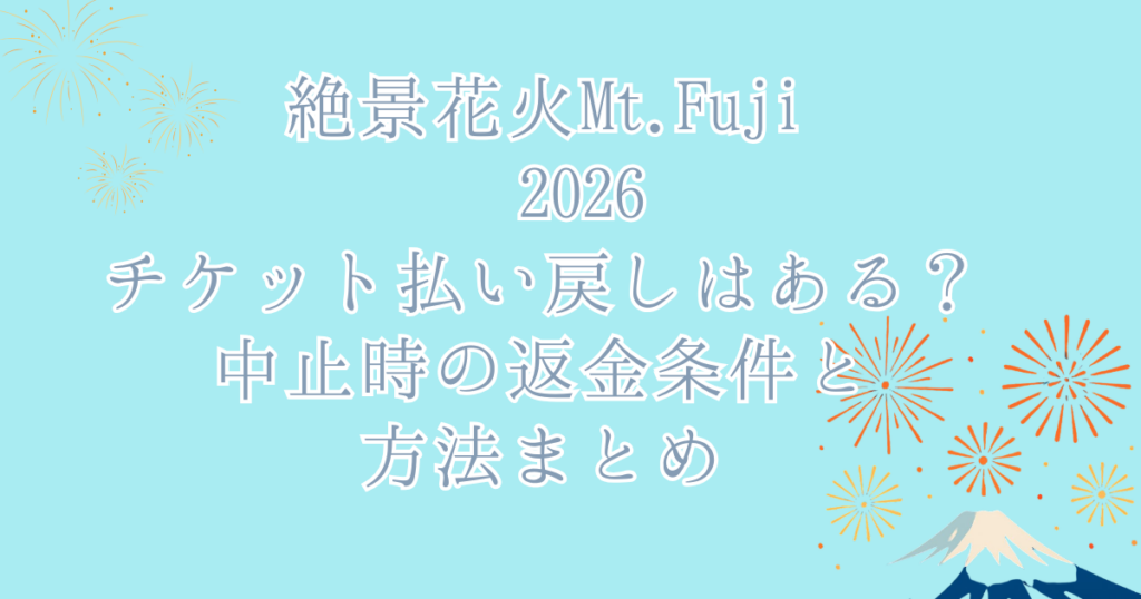 絶景花火Mt.Fuji 2026チケット払い戻しはある？中止時の返金条件と方法まとめ