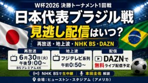 ブラジル戦の見逃し配信いつ？ある？