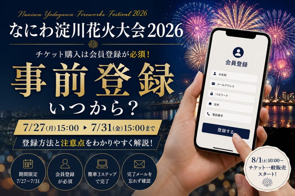 なにわ淀川花火大会2026事前登録いつから？7/31までの手順と注意点