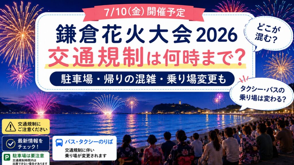 鎌倉花火大会2026の交通規制は何時まで？通行止め・駐車場・帰りの混雑も