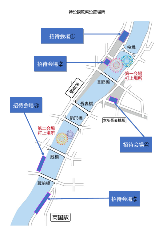 隅田川花火大会特設観覧席設置場所
