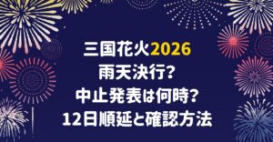 三国花火大会の雨天記事