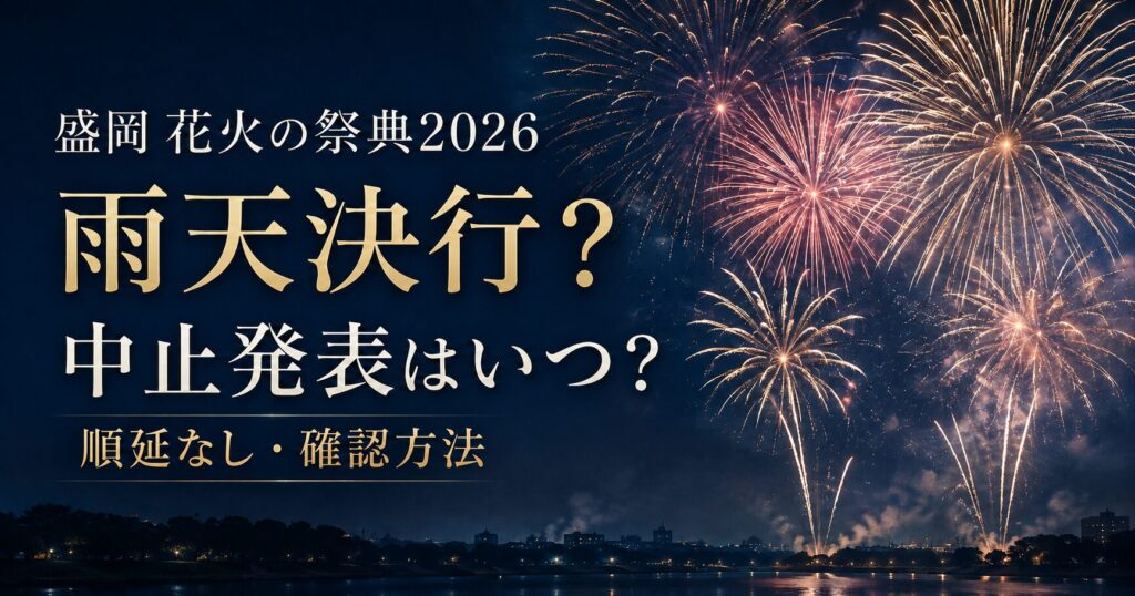盛岡花火の祭典2026は雨天決行？中止発表はいつ何時？順延なしと確認方法